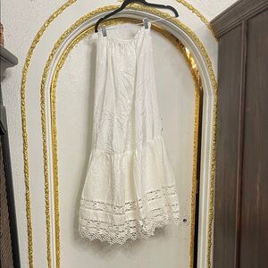 Hammerschmid Trachten Dirndl Maxi Skirt Ivory Lace Hem Oktoberfest Western Sz 2